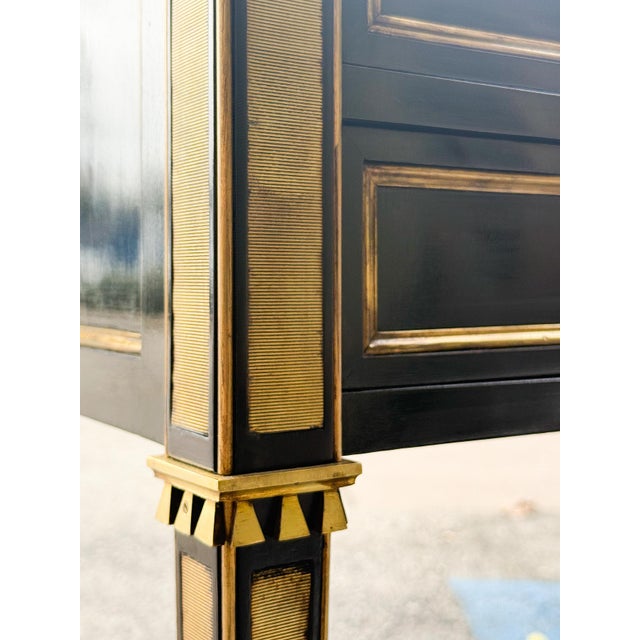 French Ebonized Louis XVI Bureau Plat or Writing Desk With Embossed Leather Top For Sale - Image 15 of 16