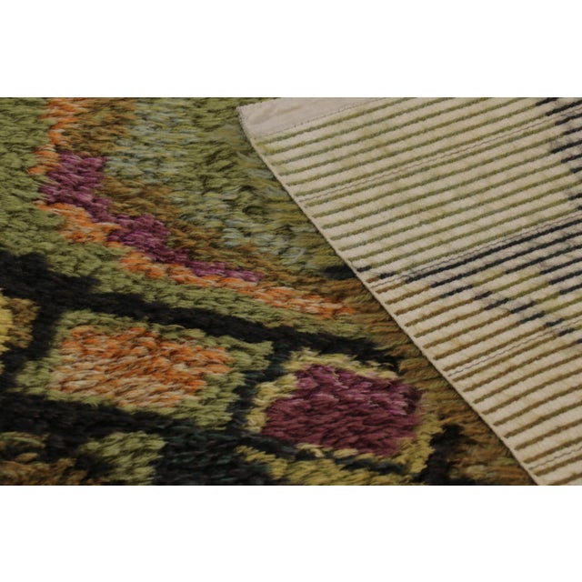 Olive Vintage Swedish Rya Runner, Earth Tones With Mosaic Geometry - Rug & Kilim For Sale - Image 8 of 10
