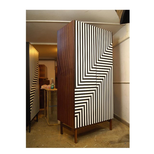 Vintage Polish Wardrobe with Op Art Motif, 1970s For Sale - Image 3 of 6