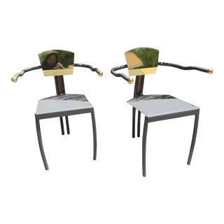 Vintage Mid Century Gold Chairs- A Pair For Sale