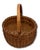 American Antique Late 19th Century American Hand Woven Ash Wood Splint Swing Handle Carry Basket - Nice Color & Patina For Sale - Image 3 of 18