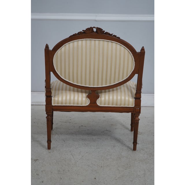 Vintage French Louis XVI Carved Walnut Parlor Chairs For Sale - Image 4 of 18