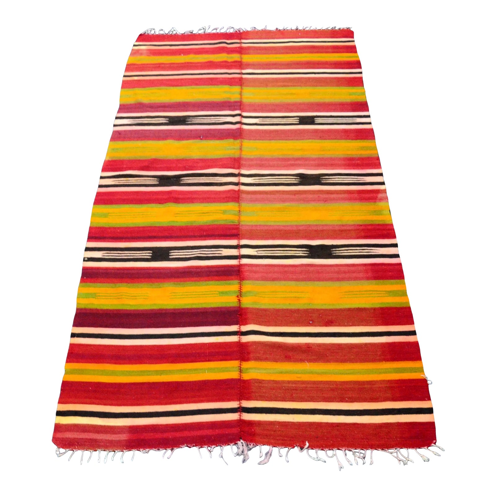Vintage Ethnic Turkish Red Kilim Rug | Chairish