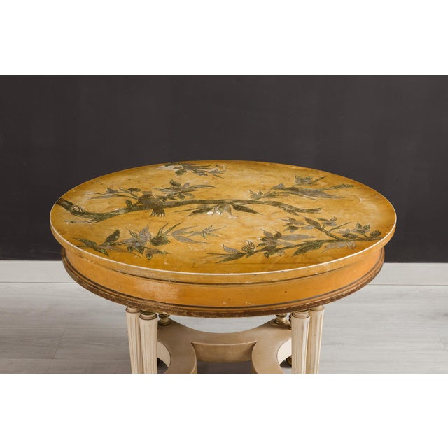 1960s Round Neoclassical Style Gold Painted Wooden Side Table, 1960s For Sale - Image 5 of 6