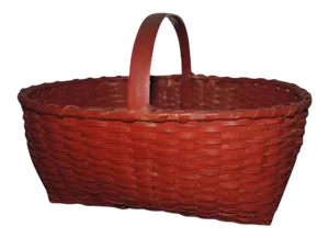 19th Century American Hand Woven Red Paint Decorated Splint Basket