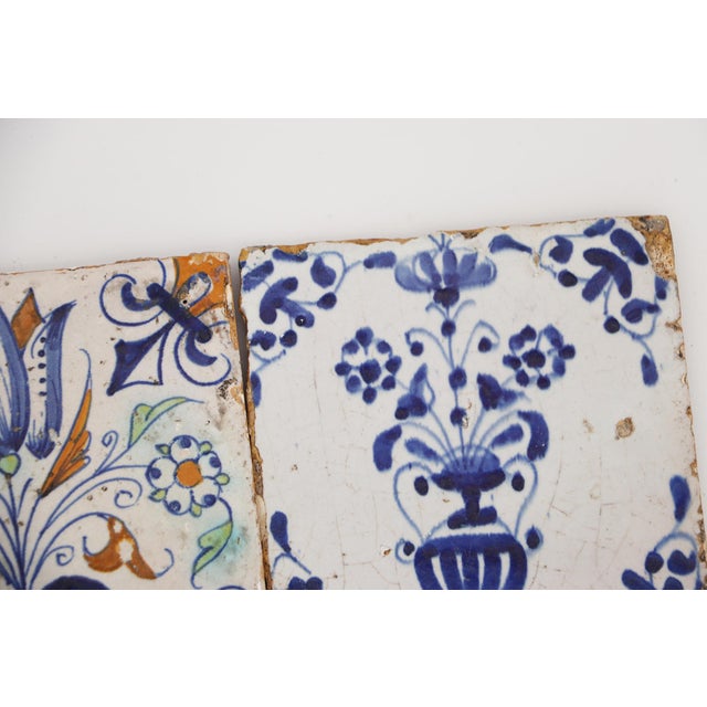 Ceramic 17th-18th Century Set of Two Delft Tiles, Earthenware For Sale - Image 7 of 12
