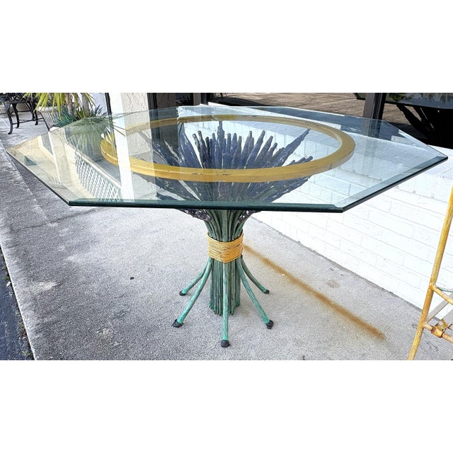 1960's Italian Hollywood Regency Style 'Coco Chanel' Sheaf of Wheat Table With Chairs- 3 Piece Set For Sale - Image 17 of 18