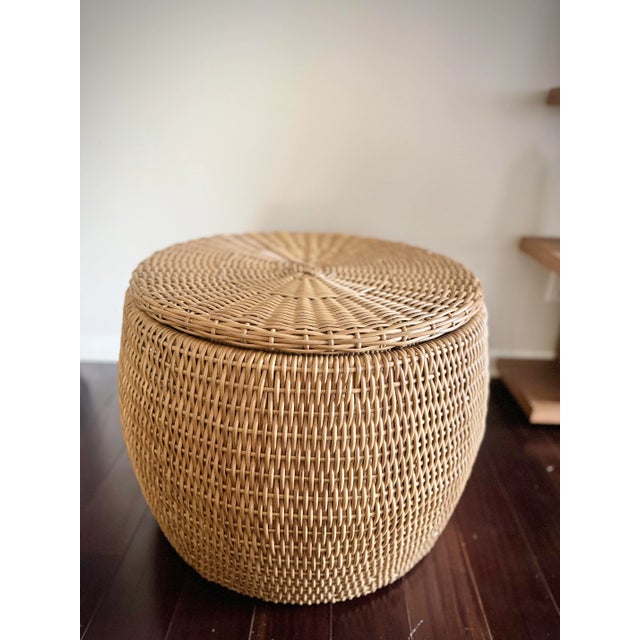 2020s Modern Made Goods Romero Faux Rattan Indoor/Outdoor Table With Storage & Woven Lid For Sale - Image 5 of 12