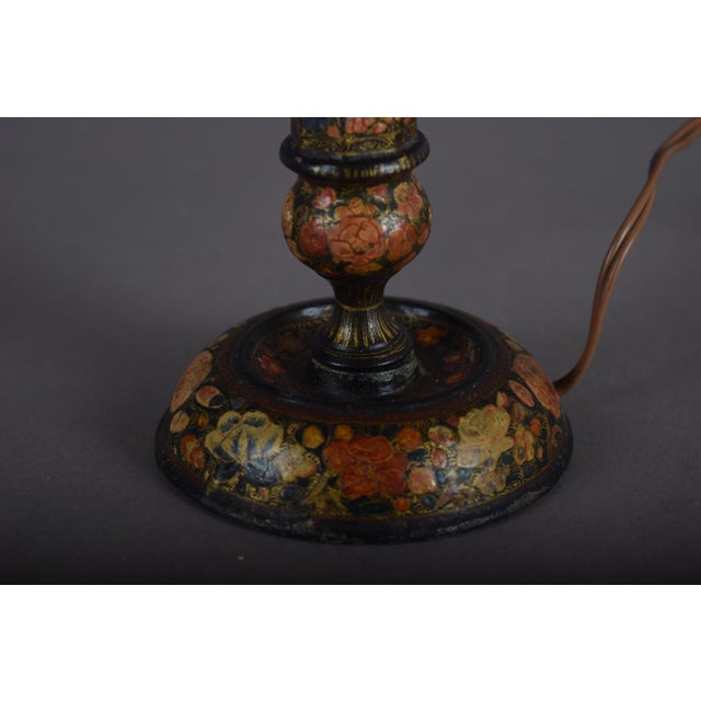 Antique Hand-Painted Kashmiri Wooden Table Lamp Base, 1910s For Sale - Image 11 of 16