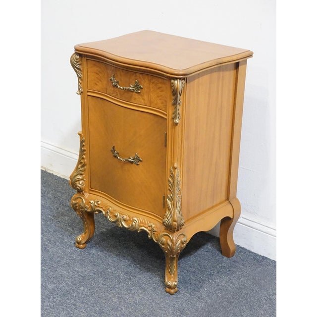 Vintage Antique Solid Maple French Provincial Rococo Revival 19" Cabinet Nightstand For Sale - Image 4 of 13