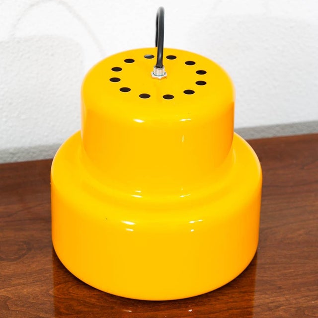 1960s Mid Century Modern Fog & Morup Pendant Light Yellow Round Jo Hammerborg Hanging For Sale - Image 9 of 11