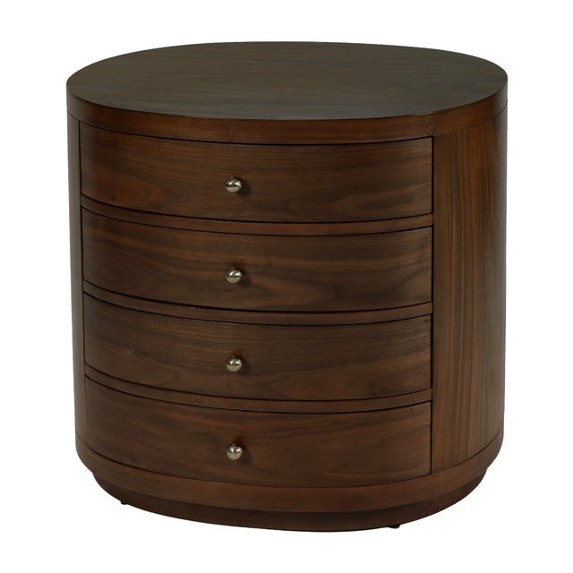 Traditional Nora 28 in. W Oval Wood 4 Drawer Nightstand, Natural Walnut For Sale - Image 3 of 11