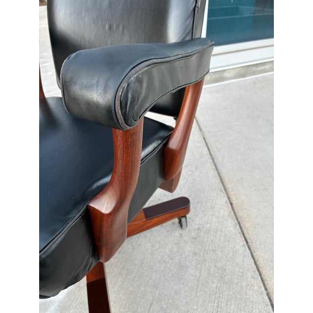 Black Antique Leather Desk Chair From the Sikes Company Inc. For Sale - Image 8 of 12