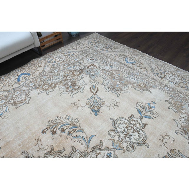 1960s Vintage Persian Handmade Wool Cotton Brown Area Rug For Sale - Image 4 of 11
