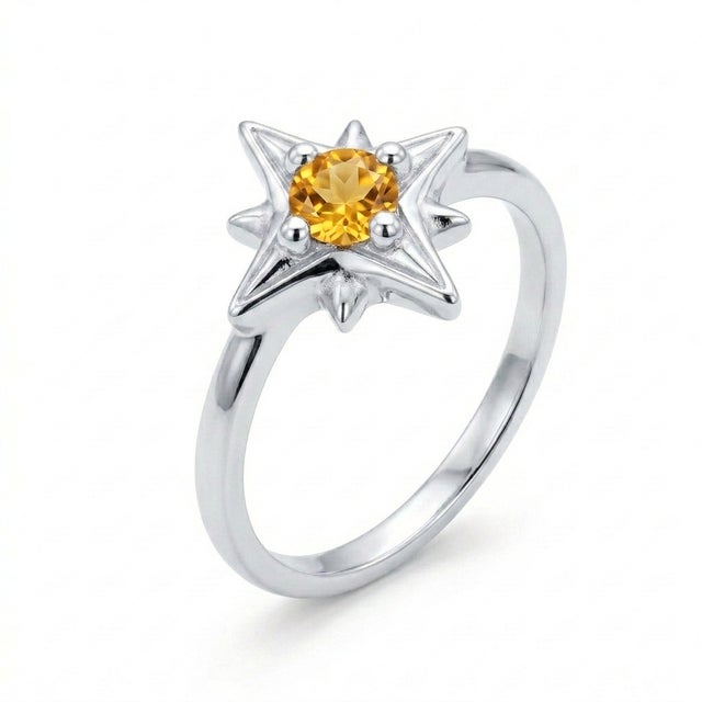 Not Yet Made - Made To Order Natural Citrine Compass Ring, Northen Star Bust Ring Us 7 For Sale - Image 5 of 5