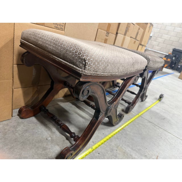 Traditional 1940s Wood Carved Stools - Set of 2 For Sale - Image 3 of 4