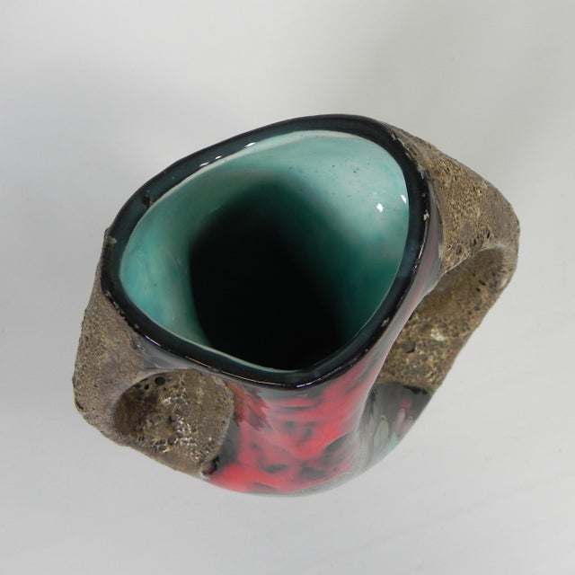 Red Vintage Fat Lava Vase from Vallauris, 1950s For Sale - Image 8 of 18