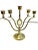Metal Pair Hollywood Regency Brass 5-Arm Candelabras With Carved Bone Medallions – Vintage Brass Candle Holders For Sale - Image 7 of 12