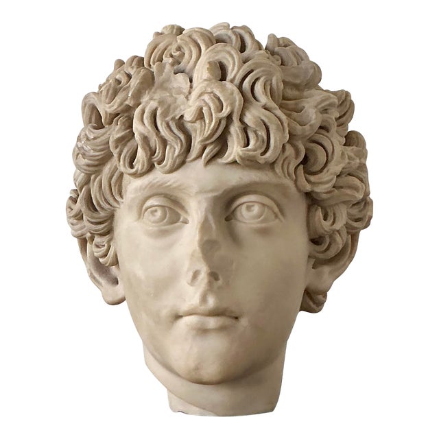 Vintage Boho Cast Marble Bust of Marcus Aurelius For Sale