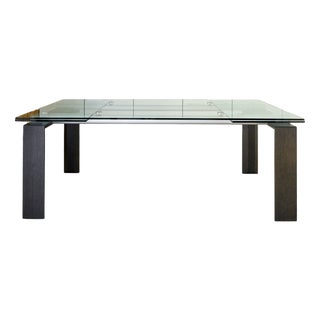 Extendable Dining Table Stilt in Glass and Iron For Sale