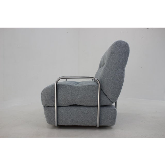 Convertible Chrome Lounge Chair in Bouclé, Czechoslovakia, 1970s For Sale - Image 10 of 18
