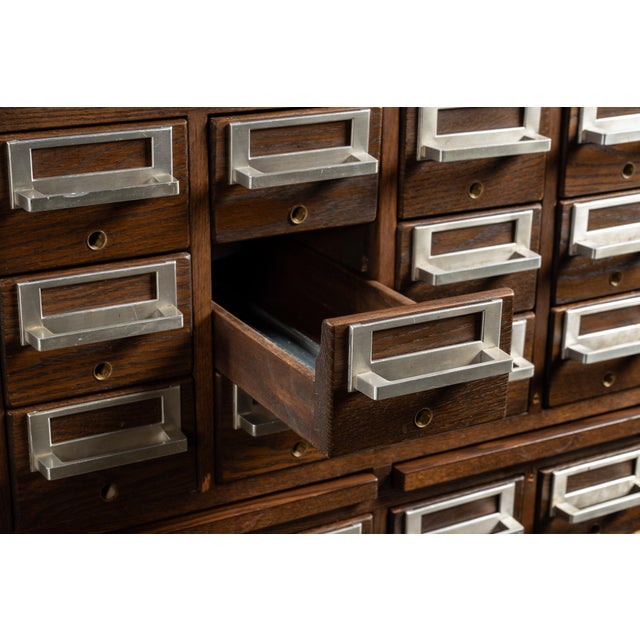 Vintage 60-Drawer Walnut Card Catalog For Sale - Image 9 of 13