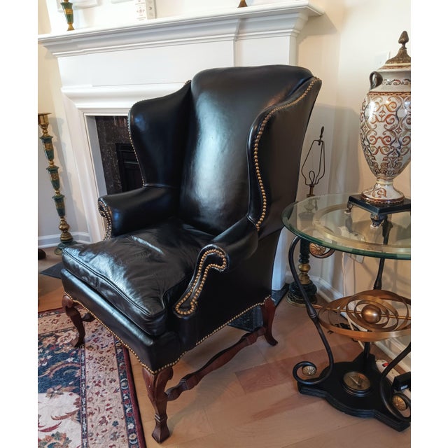 Rare No. 200 Bicentennial Limited Edition Leather Wingback Chair by Leathercraft-Hickory Nc. Excellent Condition For Sale In Raleigh - Image 6 of 12