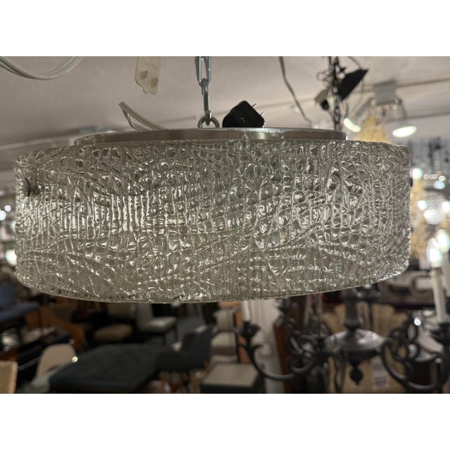 Kaiser Leuchten Ice Glass Flush Mount, Circa 1960s For Sale In San Francisco - Image 6 of 12
