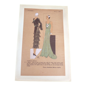 Matted 1930 Art Deco Fashion Pochoir Trés Parisien" No. 9 Paris Designer Chéruit 11" X 14"