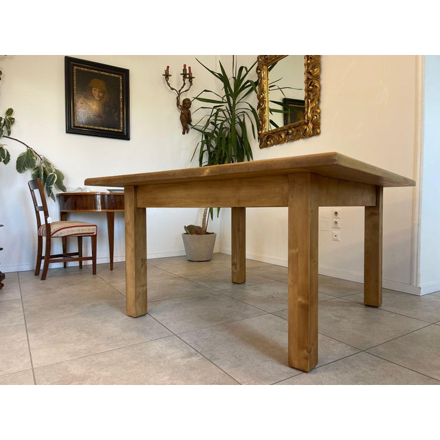 Solid Wood Farmhouse Table For Sale - Image 3 of 9
