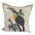 Vintage Linen Toucan & Snail Cushion With Striped Border For Sale