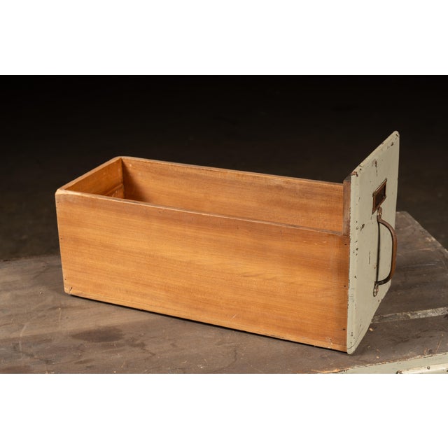 Wood Vintage Eight-Drawer Wooden Card Catalog–Style Cabinet on Hairpin Legs For Sale - Image 7 of 7