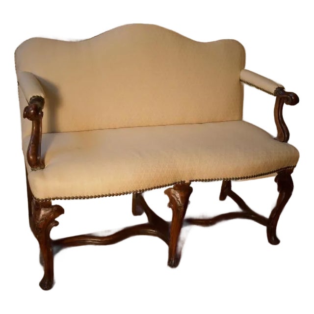 18th Century Baroque Walnut Italian Settee For Sale