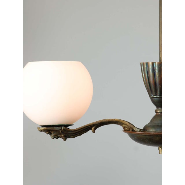 Art Deco French Brass Figural Chandelier, 1930 For Sale - Image 11 of 18