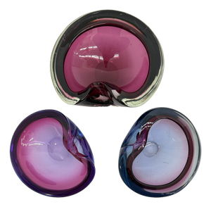 Pink Sommerso Murano Glass Bowls, 1970s, Set of 3