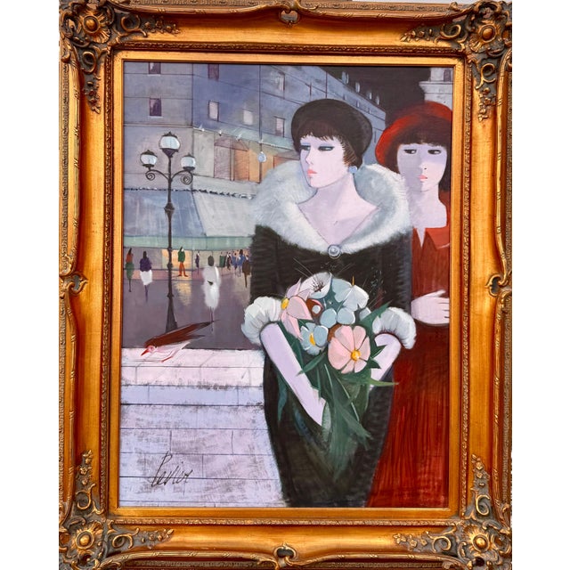 Charles Levier, Large Charles Levier Modernist Oil Painting Women Paris Street French Modernism For Sale - Image 9 of 18