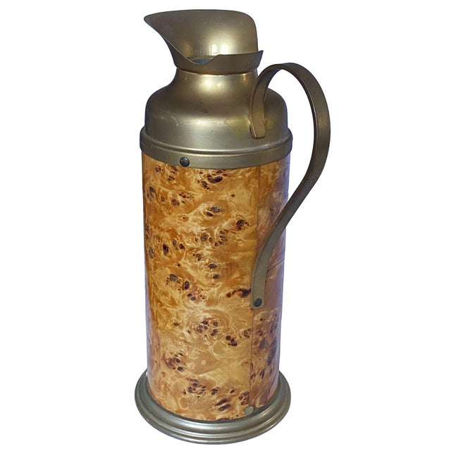1960s Italian Burl Wood Ice Bucket, Carafe, & Tray Bar Set, in Milo Baughman Style - Set of 3 For Sale - Image 9 of 16