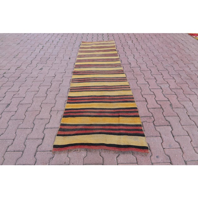 1960s Southwestern Striped Hand Knotted Nomadic Kilim Runner Rug For Sale - Image 13 of 13