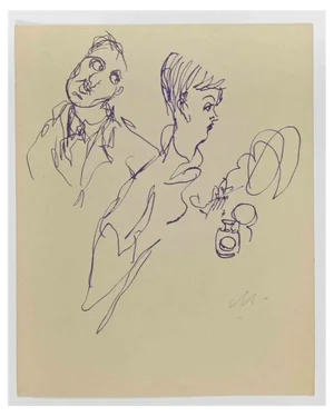 Mino Maccari, The Couple, Ink Drawing, 1940s