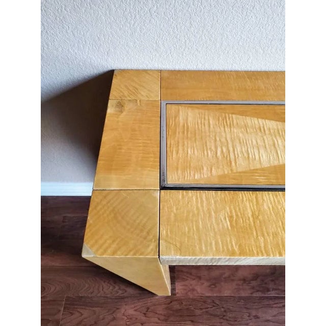 Late 20th Century Italian Modern Gabriella Crespi Attributed Blonde Console Table For Sale - Image 5 of 11