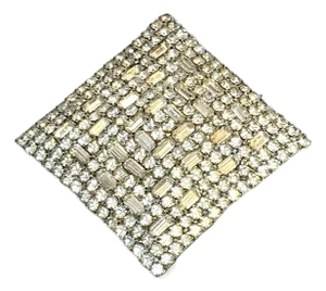 Large 1960s Square Rhinestone Brooch