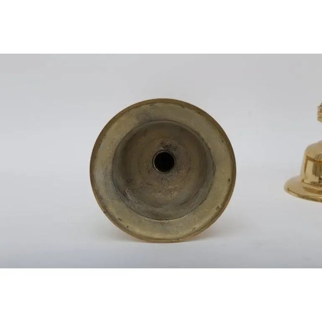 Brass 1980s Candle Holders Neoclassical Brass and Chrome Candle Sticks - a Pair For Sale - Image 8 of 10