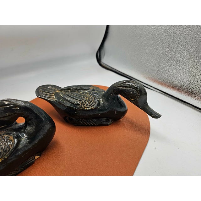 Wooden duck, 1950s, price for 2 pieces, Danish, dimensions: height 10 cm, width 25 cm, depth 8.3 cm.