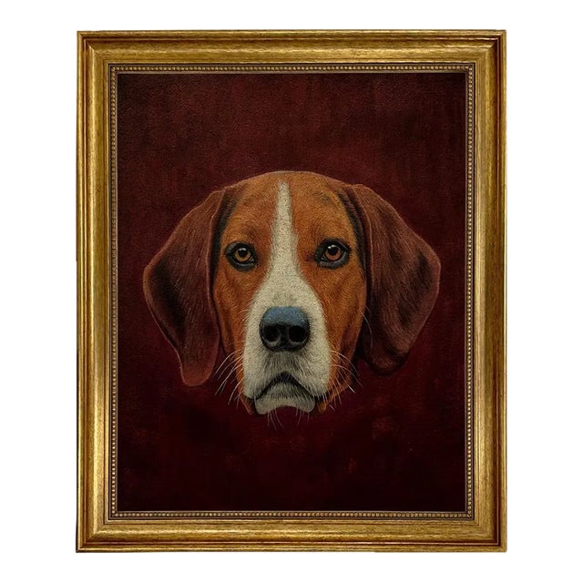 Fox Hound Hunting Dog 16x20" Framed Print on Canvas For Sale