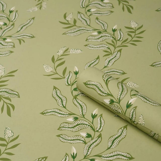 Schumacher SAMPLE - Schumacher X Laura Gonzalez Vagary Vines Wallpaper In Honeydew For Sale - Image 4 of 4