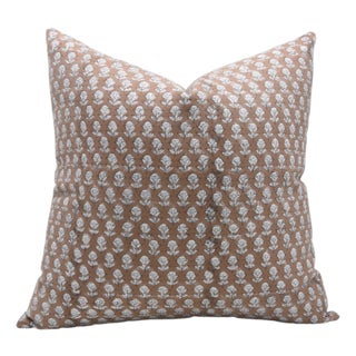 Fabdivine Handmade Block Printed Cushion Cover 24x24 Inch Thick Cotton White-Tarangini For Sale