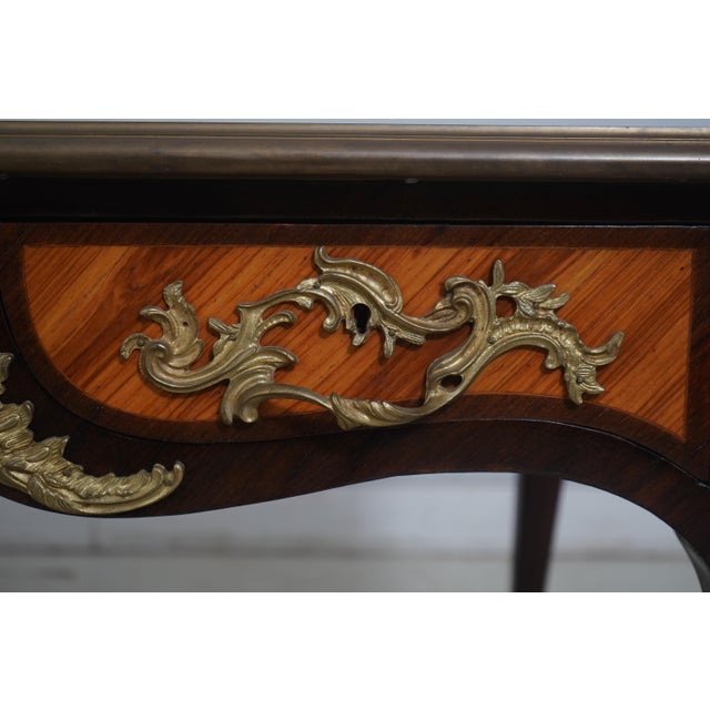 Vintage 19th Century Louis XV Style Walnut Beaureauplate Partner Writing Desk For Sale - Image 12 of 17