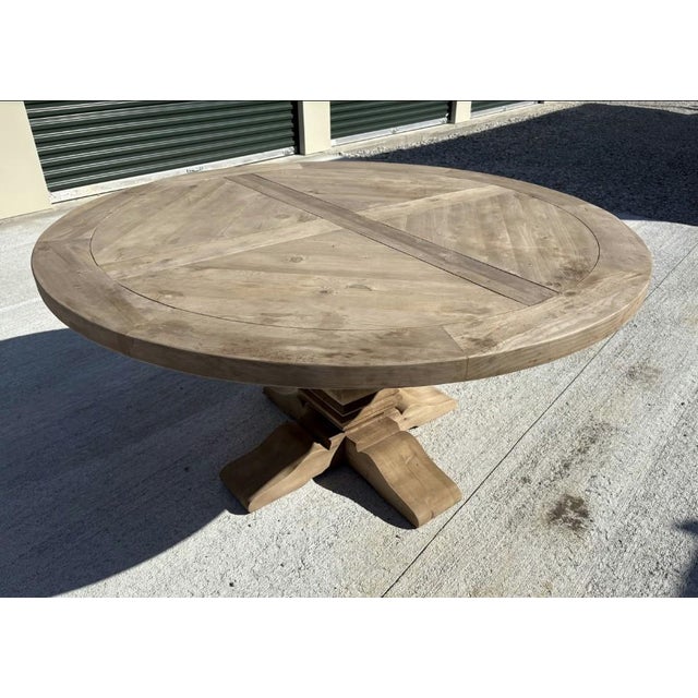 Rh Salvaged Wood Trestle Round Dining Table For Sale - Image 16 of 18