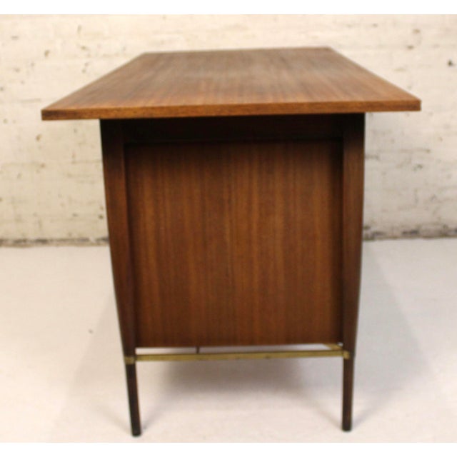 Brown Mid 20th Century Mahogany and Brass Desk Designed by Paul McCobb for Calvin Furniture For Sale - Image 8 of 14