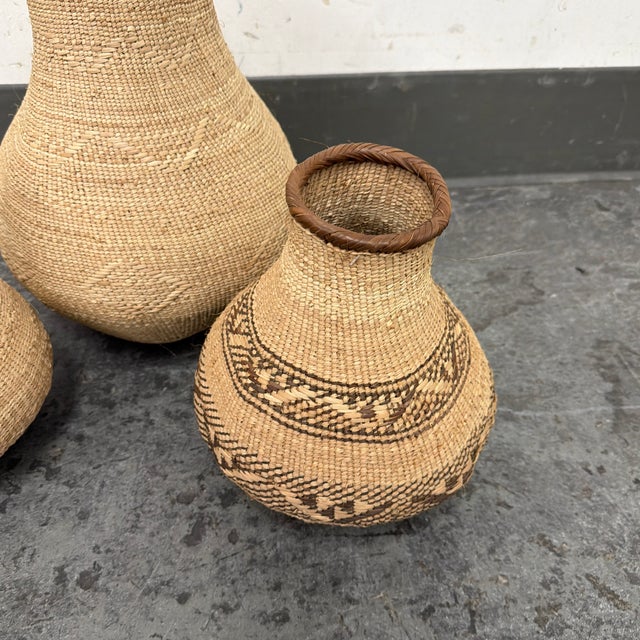Textile Singita Binga Nongo Natural Woven Gourd Baskets, Set of Three For Sale - Image 7 of 12
